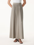 Tencel-Linen Soft Knit Gathered A-Line Maxi Skirt with Side Pockets